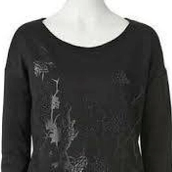 ROCK & REPUBLIC Glam Rocker Studded Long Sleeve Sweatshirt Top Black LARGE NWT - Picture 4 of 7